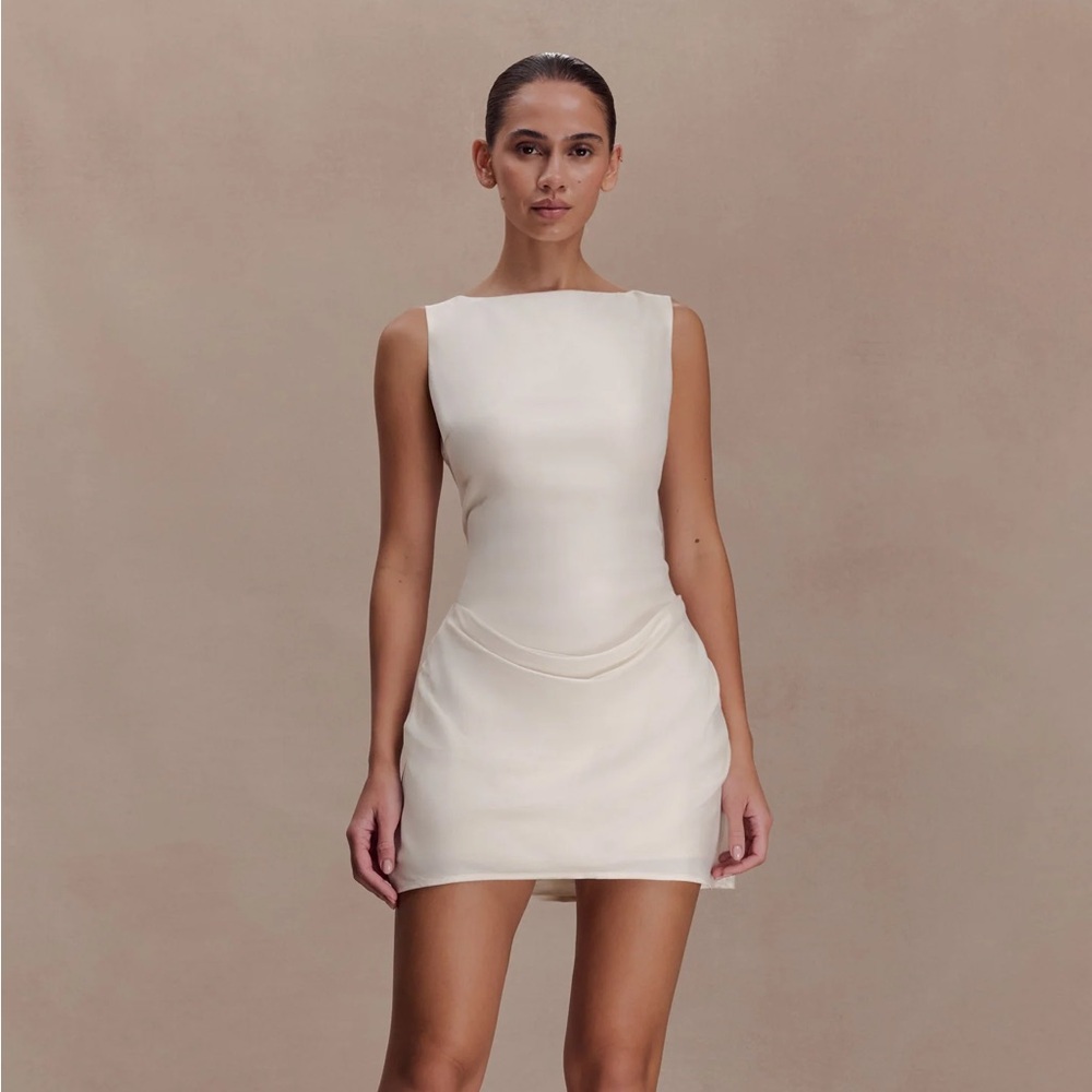 Meshki – Bexley Draped Mini Dress (Ivory)